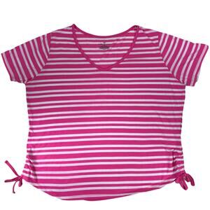 Bobbie Brooks Pink and White Striped Short Sleeve Tee Shirt Top  Size 2X